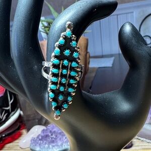 Sterling Silver Zuni Style Snake Eye Turquoise Ring